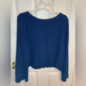 Bella Dahl Blue and Black Striped Button & Tie Back Soft Top Size Medium